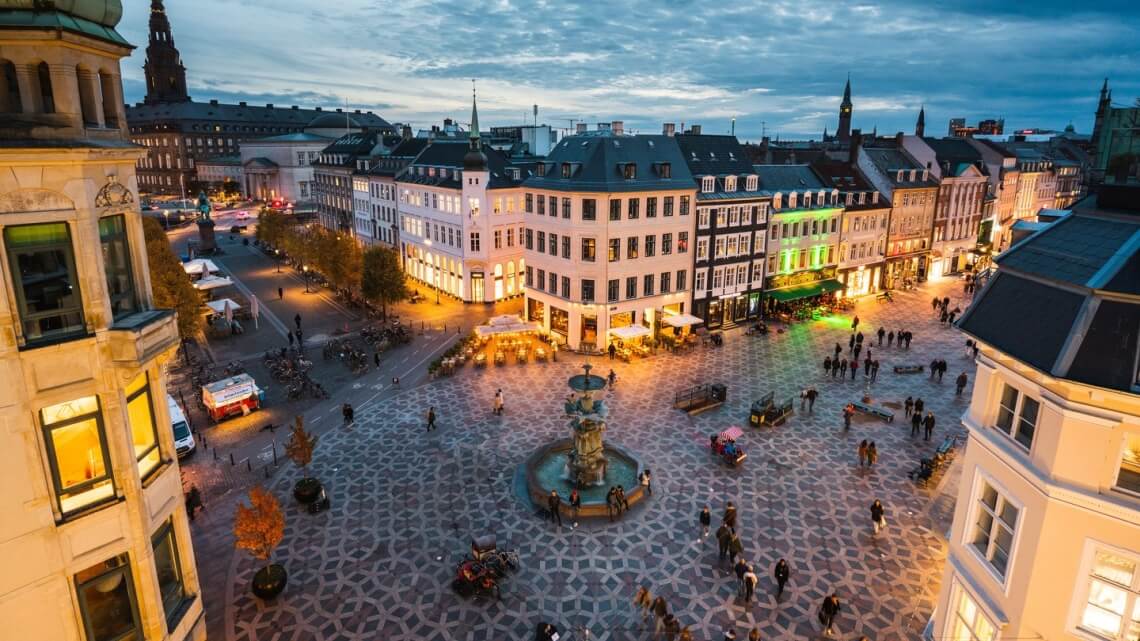 Strøget, a pedestrianized shopping street that is one of the longest in ...